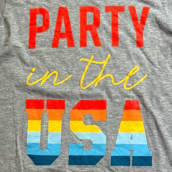 NOS Oliver & Otis T-Shirt Womens Gray Party in the USA Graphic Tee Size S - Picture 3 of 6